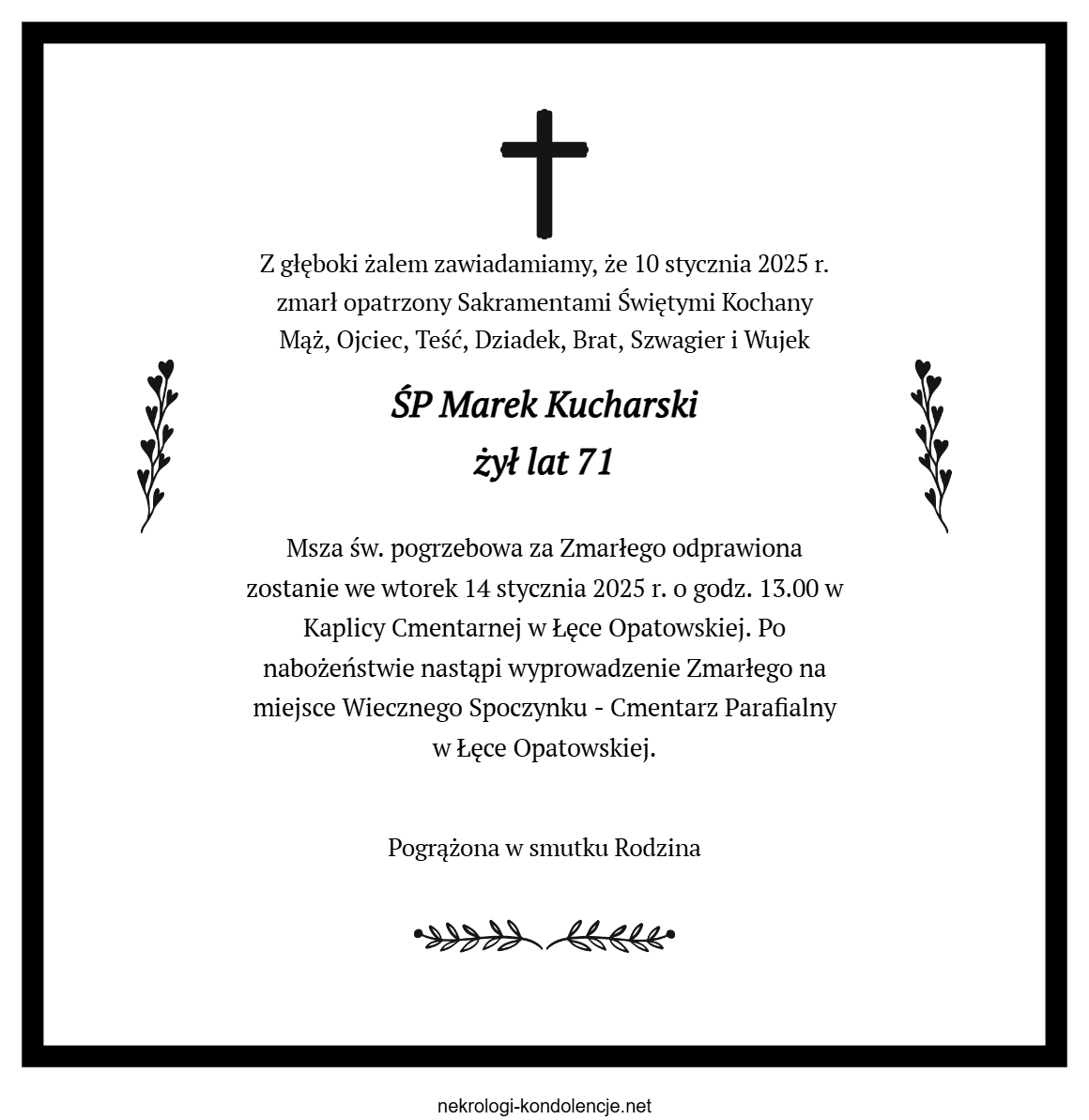 Nekrolog - Marek Kucharski Nekrolog - Marek Kucharski